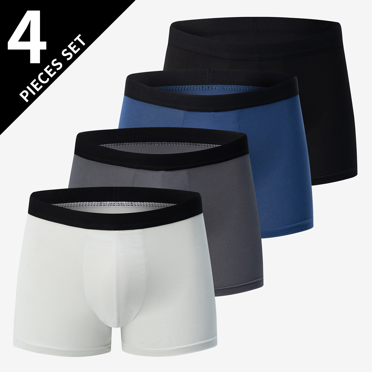 AliExpress 4/5Pcs European and American Size MEN'S Printed Fashion Boyshort Comfortable MEN'S Waist Plus Size Underwear Sexy Swimming Trunk, view 3