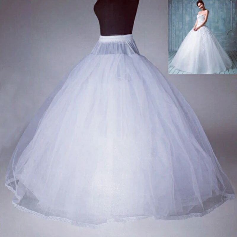 AliExpress 4/6/8 Layers Tulle Petticoat Wedding Accessories Chemise Without Hoops For A Line Wedding Dress Wide Puffy Underskirt