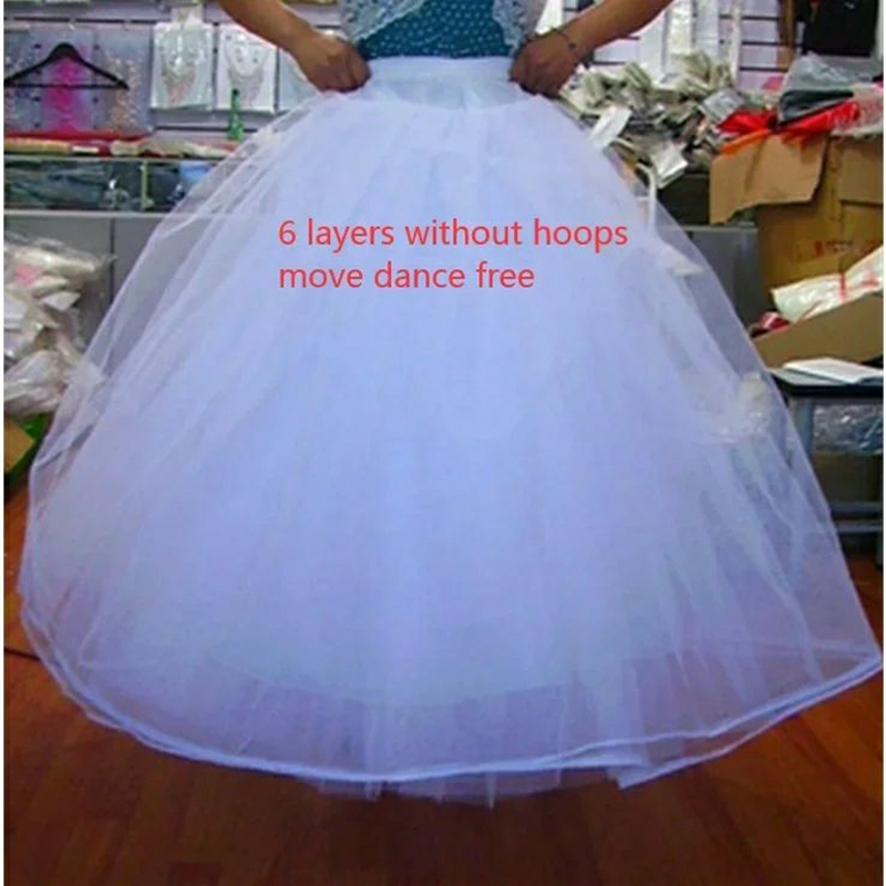 AliExpress 4/6/8 Layers Tulle Petticoat Wedding Accessories Chemise Without Hoops For A Line Wedding Dress Wide Puffy Underskirt, view 2
