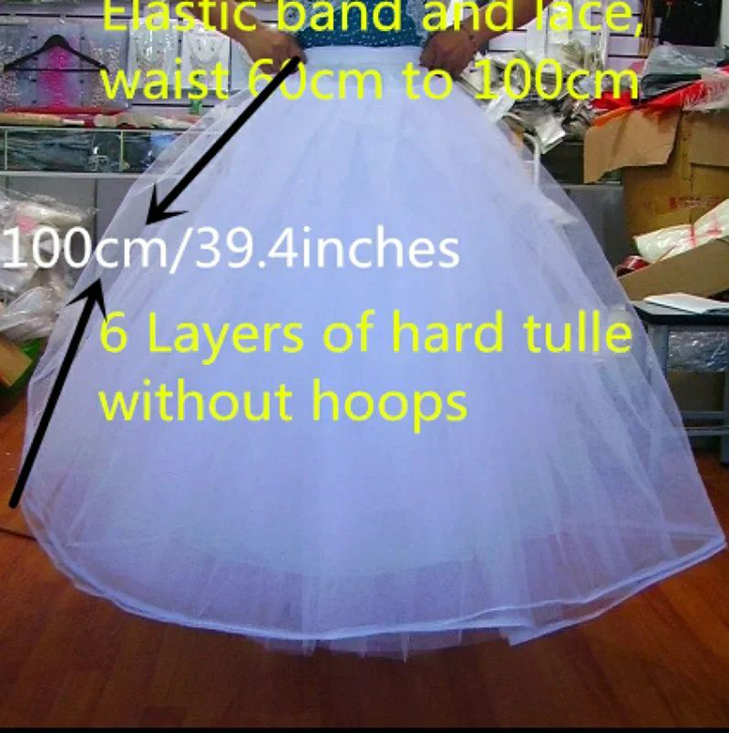 AliExpress 4/6/8 Layers Tulle Petticoat Wedding Accessories Chemise Without Hoops For A Line Wedding Dress Wide Puffy Underskirt, view 5