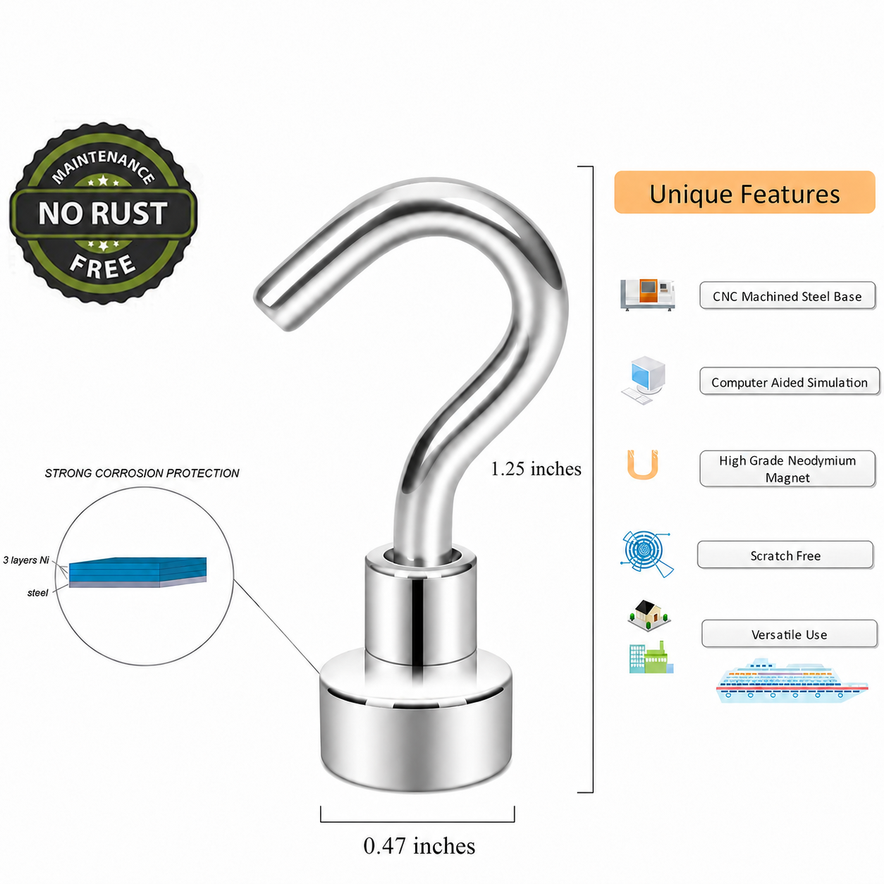 AliExpress Heavy-Duty Magnet Hooks (4, 6 or 8-Pack), view 2
