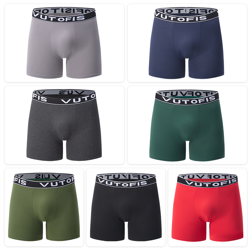 AliExpress 4/7 Piece Set Of Four Season Men's Solid Color Long Casual Underwear Fashionable Sports Base Shorts Plus Size Flat Corner Pants