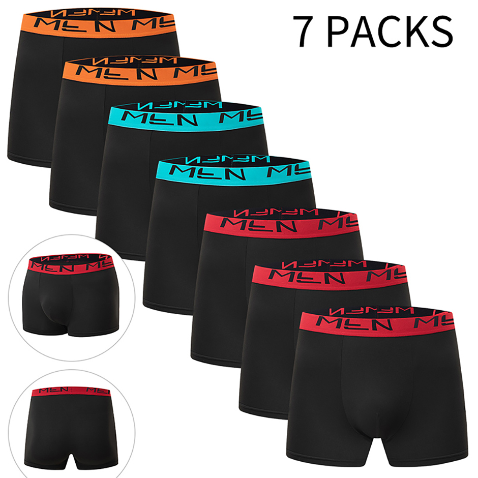 AliExpress 4/7 Piece Set Of Four Season Men's Solid Color Long Casual Underwear Fashionable Sports Base Shorts Plus Size Flat Corner Pants, view 4