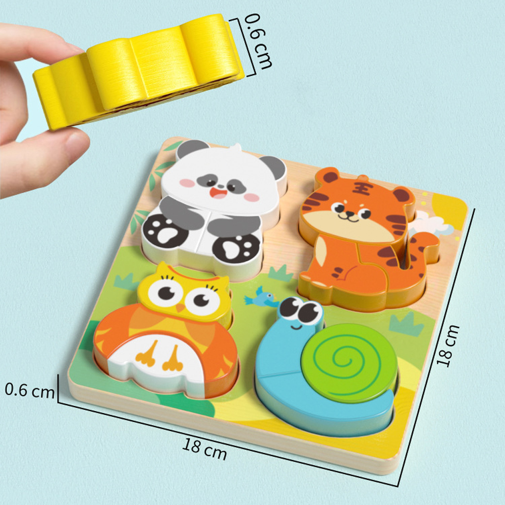AliExpress 4-in-1 Wooden Toys 3D Wood Puzzle Cartoon Animals Cognitive Jigsaw Puzzle Early Learning Educational Toys For Children Gift, view 3