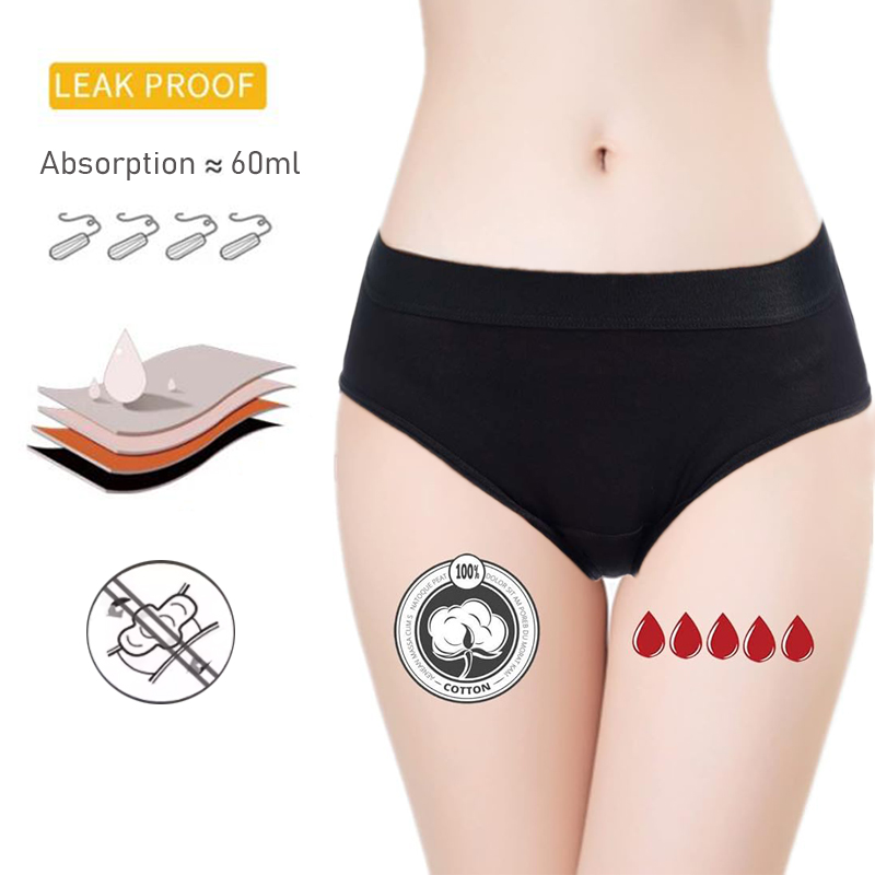 AliExpress 4-Layer Absorbent Leakproof Menstrual Panties For Women Period Heavy Flow Physiological Pants Plus Size Cotton Postpartum Briefs