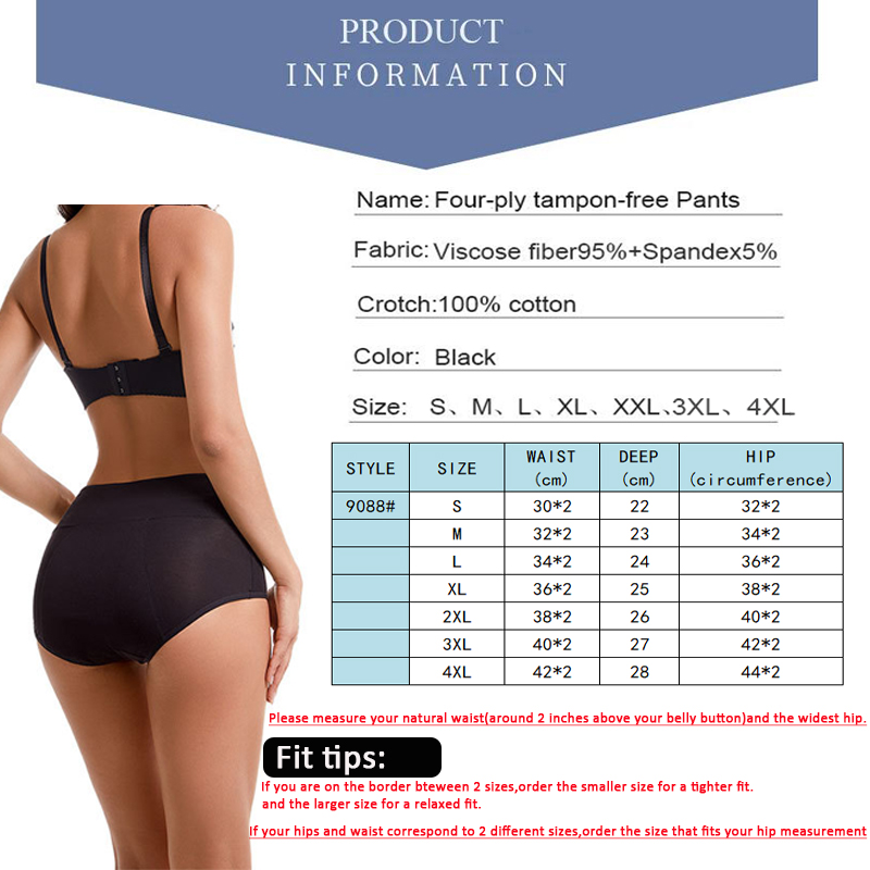 AliExpress 4-Layer Absorbent Leakproof Menstrual Panties For Women Period Heavy Flow Physiological Pants Plus Size Cotton Postpartum Briefs, view 4