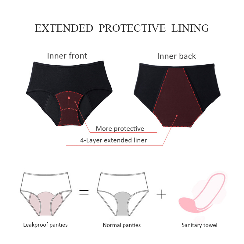 AliExpress 4-Layer Absorbent Leakproof Menstrual Panties For Women Period Heavy Flow Physiological Pants Plus Size Cotton Postpartum Briefs, view 5