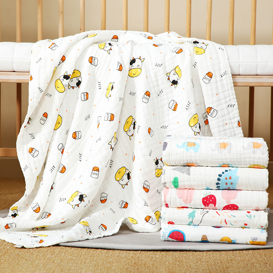 AliExpress 4-Layer Gauze Infant Washcloth Baby Bath Towel Newborn Bathrobe Cotton Swaddle Blanket for Boy Girl Children's Blanket, view 3