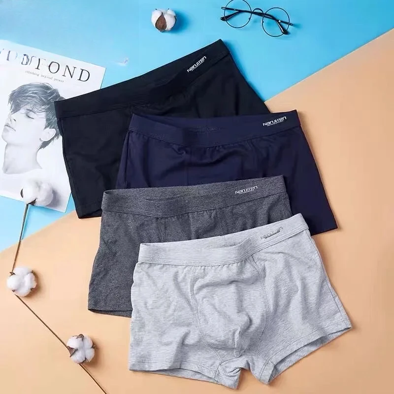 AliExpress 4 Pack Men's Plus Size Boxer Shorts Cotton Anti-Chafe Underwear Big & Tall Breathable Loose Fit Elastic Waistband Boxers, view 3