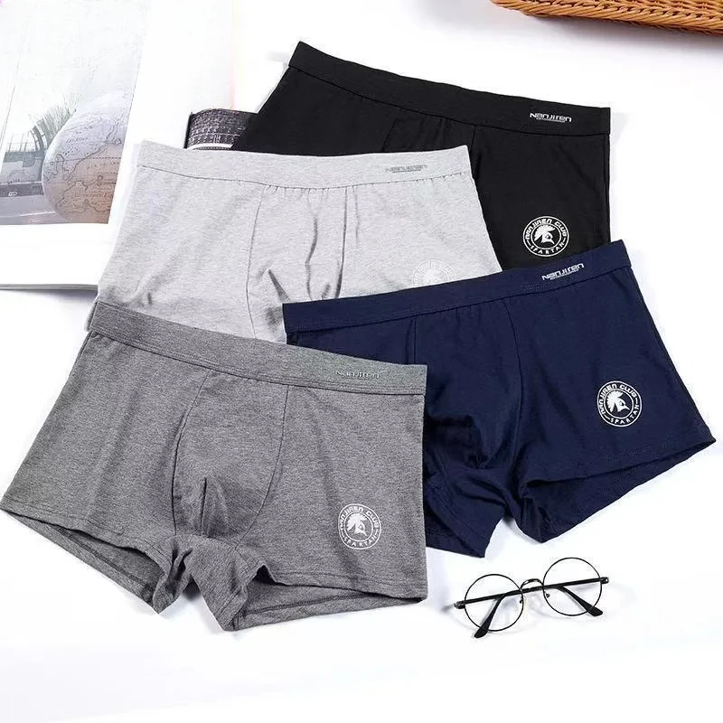 AliExpress 4 Pack Men's Plus Size Boxer Shorts Cotton Anti-Chafe Underwear Big & Tall Breathable Loose Fit Elastic Waistband Boxers, view 5