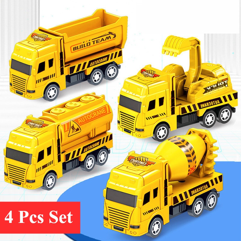 AliExpress 4 Pack Pull Back Cars, Friction Powered Toy Vehicles Construction Set - Dump Truck Crane for Toddlers Boys Girls Gift