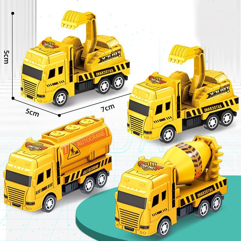 AliExpress 4 Pack Pull Back Cars, Friction Powered Toy Vehicles Construction Set - Dump Truck Crane for Toddlers Boys Girls Gift, view 4