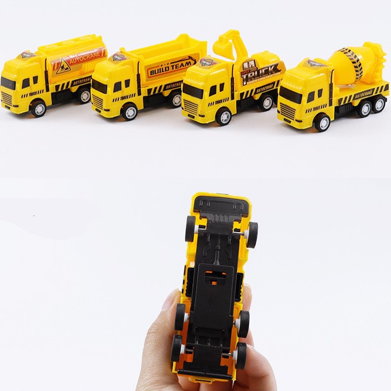 AliExpress 4 Pack Pull Back Cars, Friction Powered Toy Vehicles Construction Set - Dump Truck Crane for Toddlers Boys Girls Gift, view 5