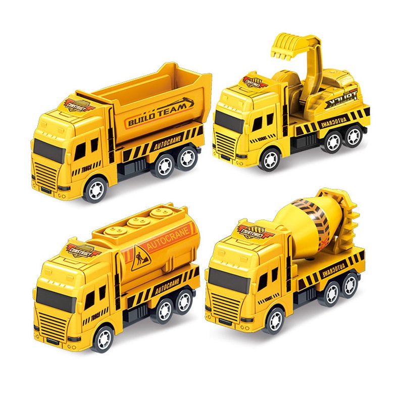 AliExpress 4 Pack Pull Back Cars, Friction Powered Toy Vehicles Construction Set - Dump Truck Crane for Toddlers Boys Girls Gift, view 6
