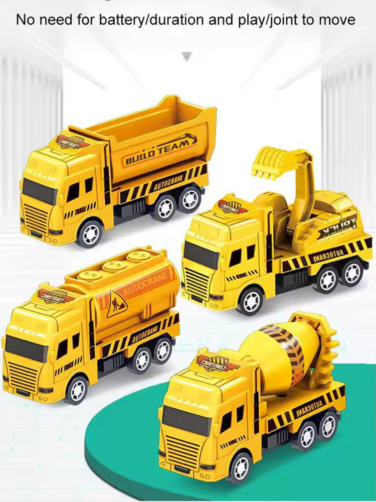 AliExpress 4 Pack Pull Back Cars, Friction Powered Toy Vehicles Construction Set - Dump Truck Crane for Toddlers Boys Girls Gift