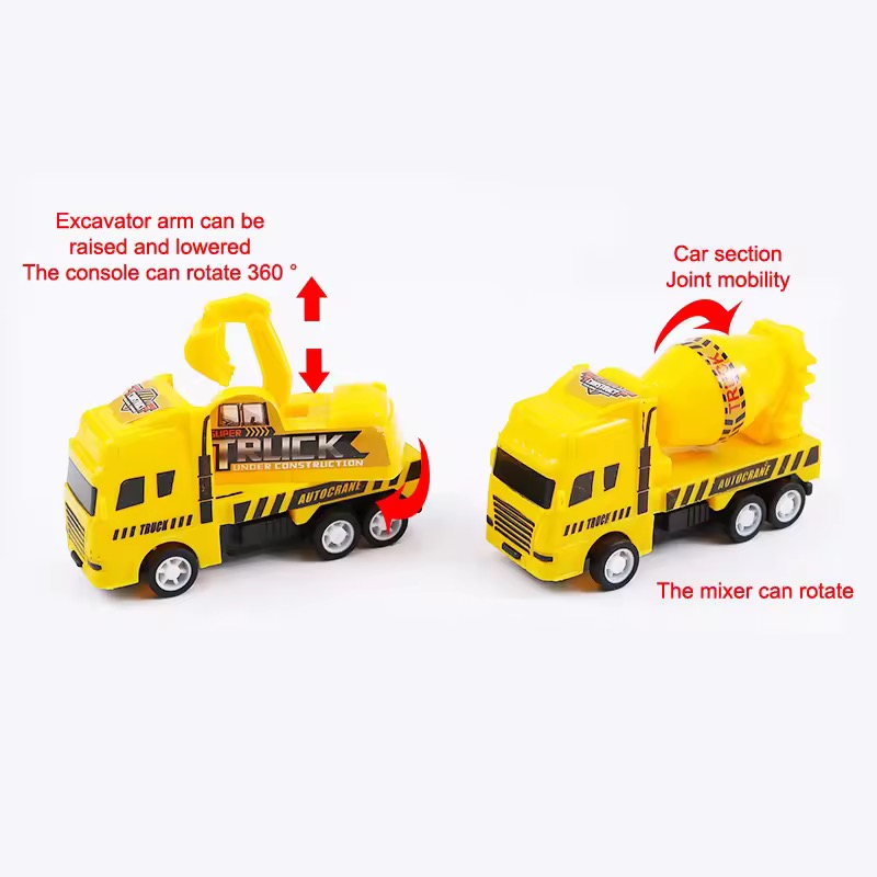 AliExpress 4 Pack Pull Back Cars, Friction Powered Toy Vehicles Construction Set - Dump Truck Crane for Toddlers Boys Girls Gift, view 3