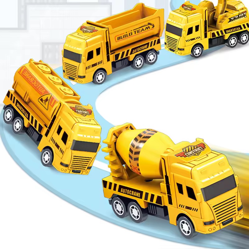 AliExpress 4 Pack Pull Back Cars, Friction Powered Toy Vehicles Construction Set - Dump Truck Crane for Toddlers Boys Girls Gift, view 5