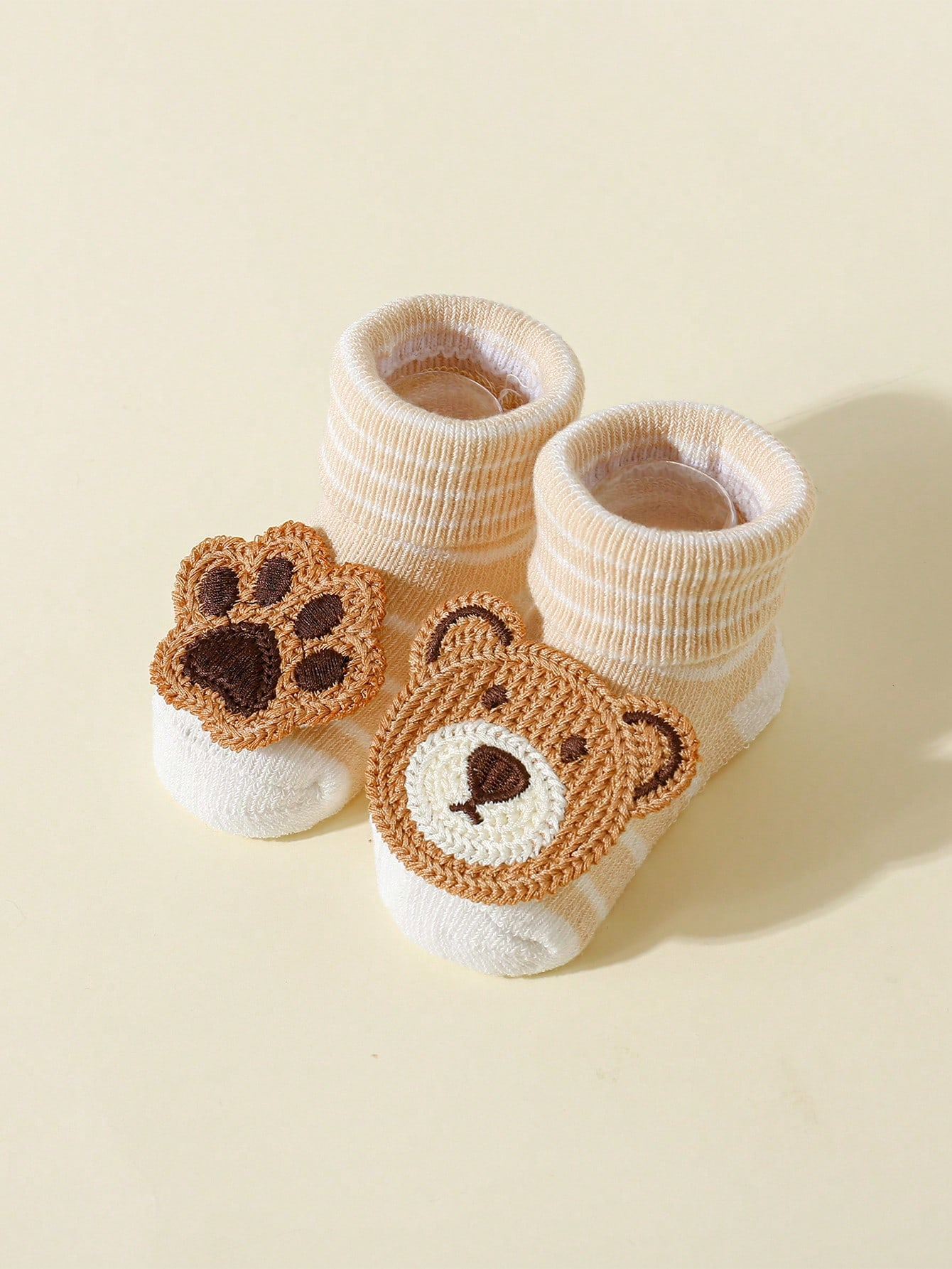 AliExpress 4 Pairs Baby Cute Cartoon Bear Socks, Baby Non-Slip Soft Cotton Socks Ankle Socks for 0-12 Month Newborn Toddler Boys and Girls, view 4
