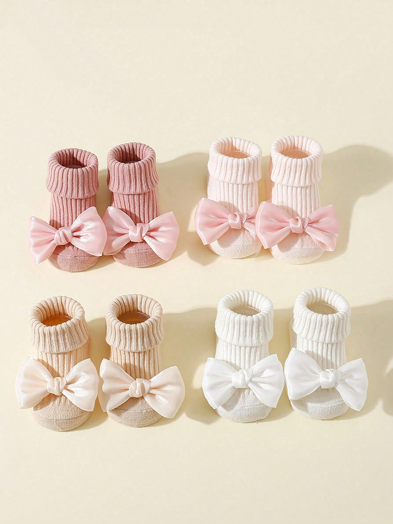 AliExpress 4 Pairs Toddler Socks with Bows, Soft Cotton Cute Ankle Socks for Infants Girls, Fashion Anty-Slip Newborn Baby Socks 0-24 Months