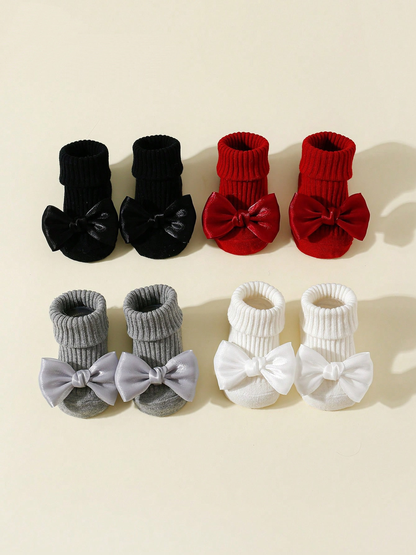 AliExpress 4 Pairs Toddler Socks with Bows, Soft Cotton Cute Ankle Socks for Infants Girls, Fashion Anty-Slip Newborn Baby Socks 0-24 Months, view 5