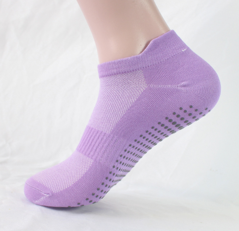 AliExpress 4 Pairs Women Yoga Socks Sports Anti Slip Silicone Fitness Professional Training Running Pilates Protecting Heel Ear Short Socks, view 4