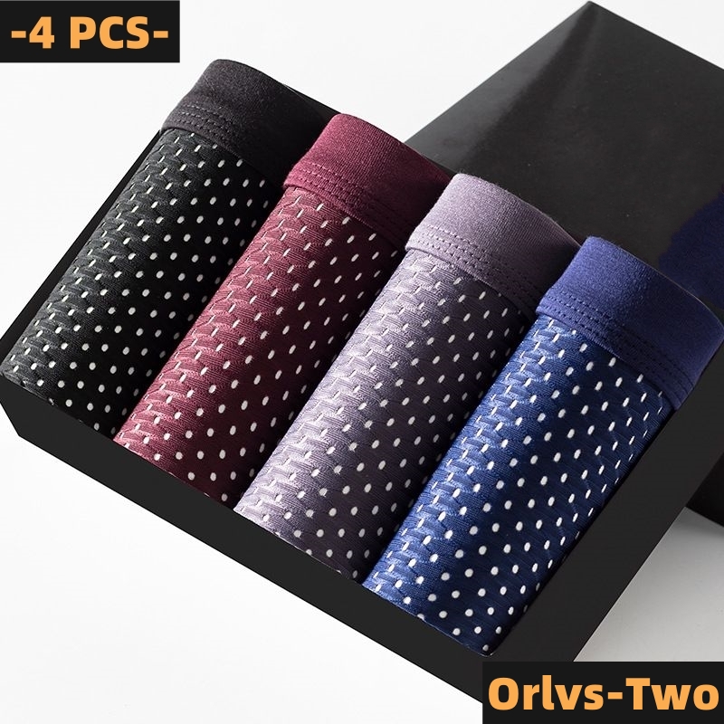 AliExpress 4 PCS/Lot Men's Panties Ice Silk Underpants Breathable Summer Man Shorts Boxers Underwear Homme Bamboo Hole Large Size 2XL-6XL