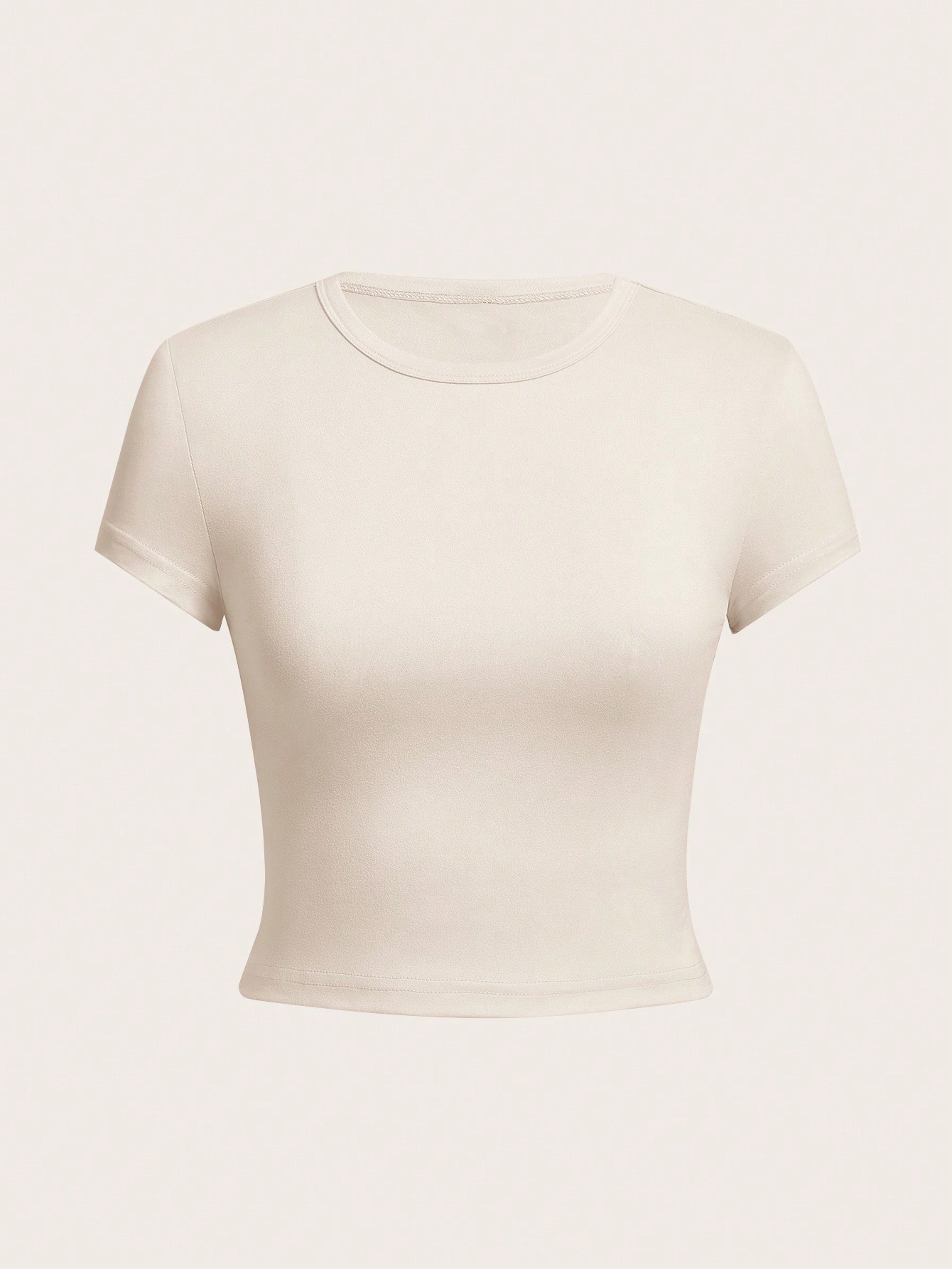AliExpress 4 Pieces Solid Color Basic Short-Sleeved Tight-Fitting T-Shirt for Women's Casual Summer Minimalist Women's Style Top O-Neck, view 4