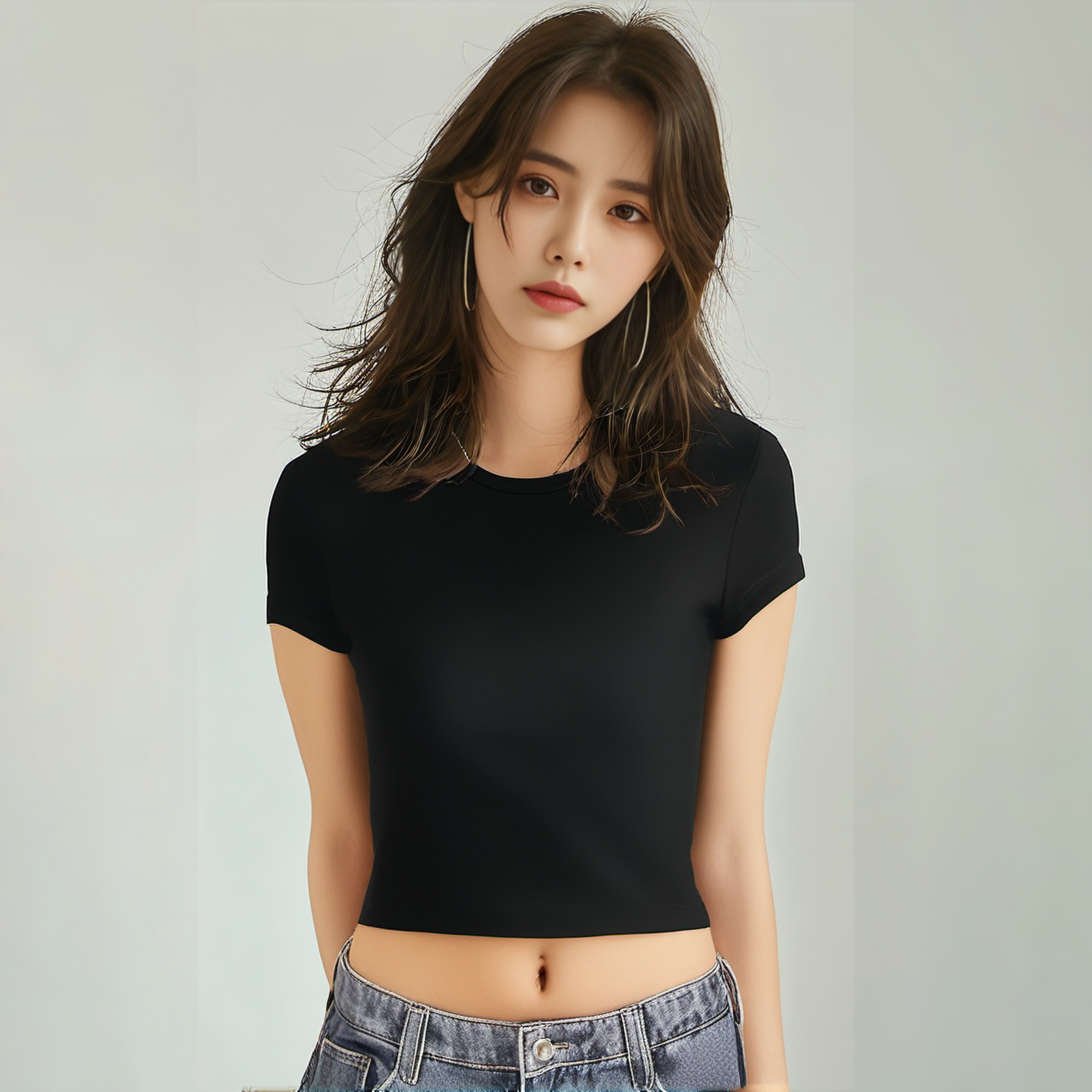 AliExpress 4 Pieces Solid Color Basic Short-Sleeved Tight-Fitting T-Shirt for Women's Casual Summer Minimalist Women's Style Top O-Neck, view 6