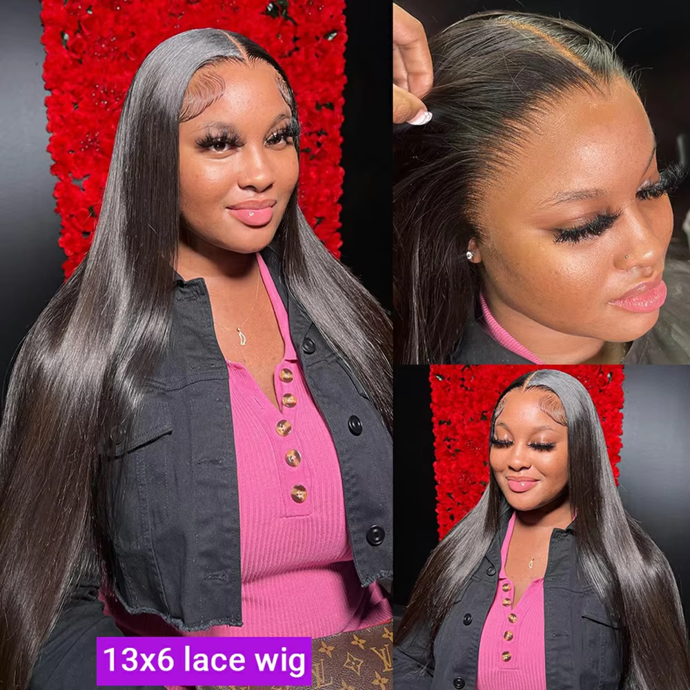 AliExpress 40 42 Inch 250 Density Frontal Wig For Black Women Brazilian Wigs Human Hair 5x5 Bone Straight HD Transparent Lace Front Wigs, view 2