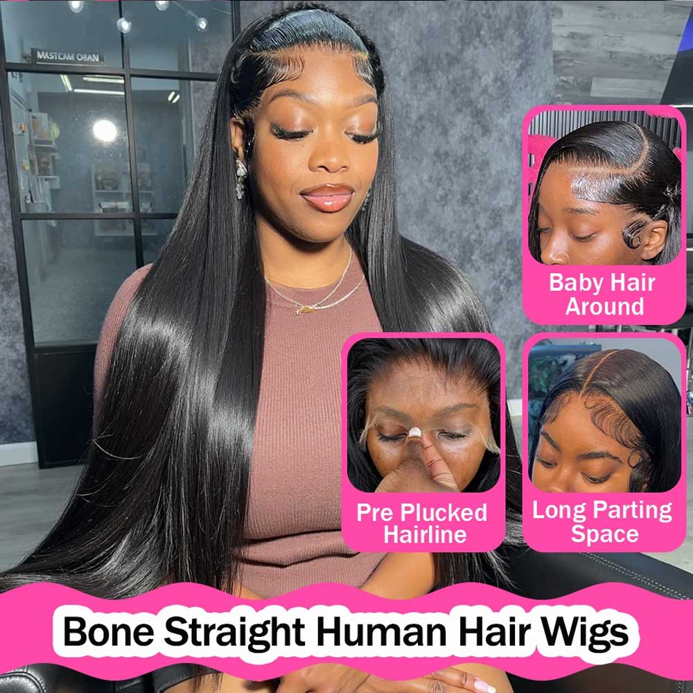 AliExpress 40 42 Inch Straight Human Hair Wigs 13x4 13x6 HD Lace Frontal Wigs For Women Glueless Bone Straight Lace Front Human Hair Wigs, view 2