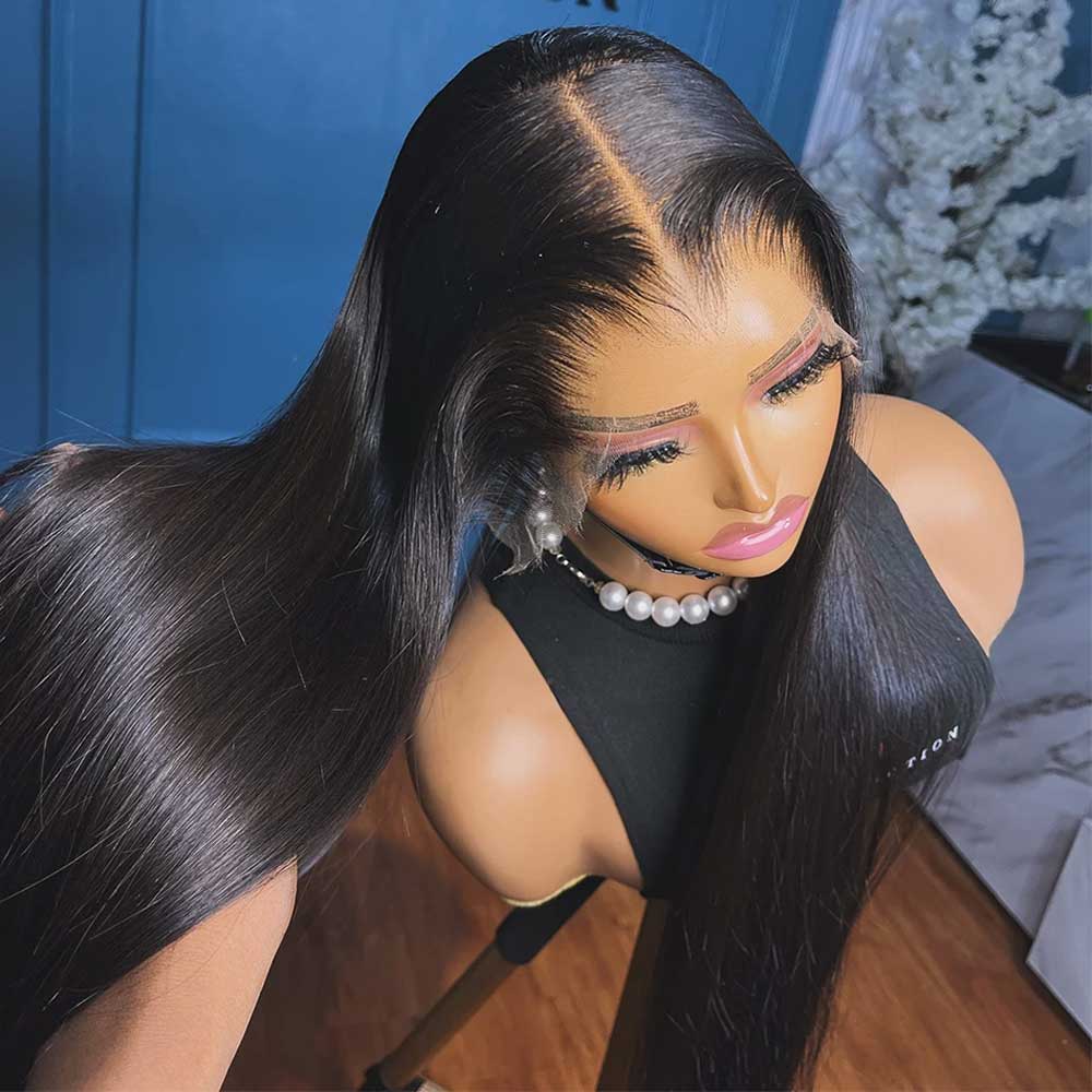 AliExpress 40 42 Inch Straight Human Hair Wigs 13x4 13x6 HD Lace Frontal Wigs For Women Glueless Bone Straight Lace Front Human Hair Wigs