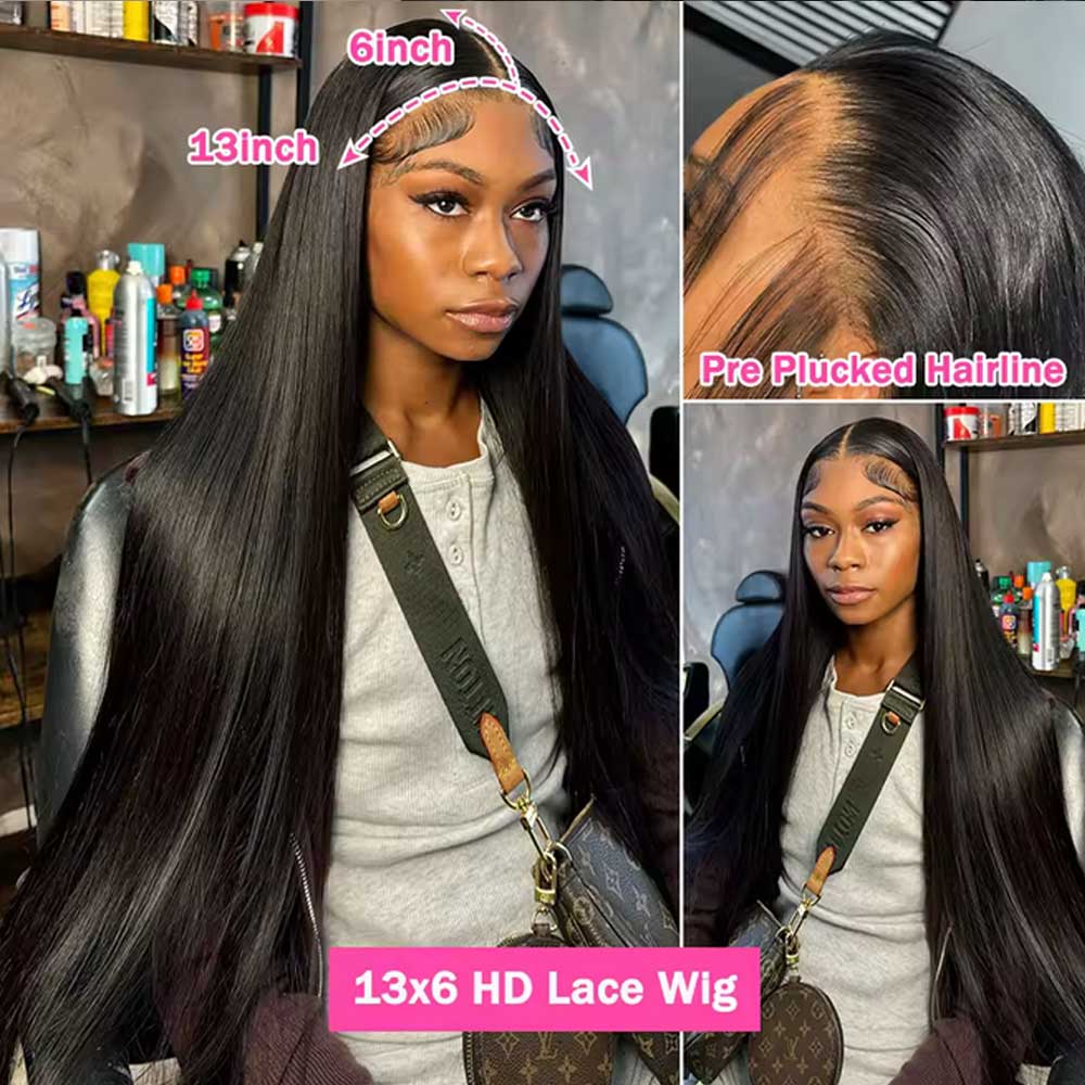 AliExpress 40 42 Inch Straight Human Hair Wigs 13x4 13x6 HD Lace Frontal Wigs For Women Glueless Bone Straight Lace Front Human Hair Wigs, view 3