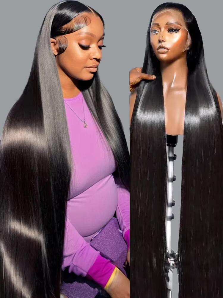 AliExpress 40 46 Inch 200 Density Frontal Wig For Black Women Brazilian Wigs Human Hair 5x5 Bone Straight HD Transparent Lace Front Wigs
