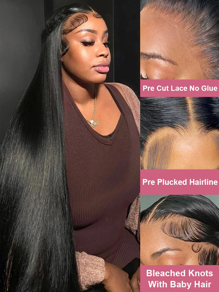 AliExpress 40 46 Inch 200 Density Frontal Wig For Black Women Brazilian Wigs Human Hair 5x5 Bone Straight HD Transparent Lace Front Wigs, view 3