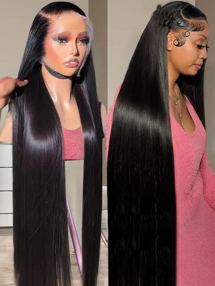 AliExpress 40 46 Inch 200 Density Frontal Wig For Black Women Brazilian Wigs Human Hair 5x5 Bone Straight HD Transparent Lace Front Wigs, view 4