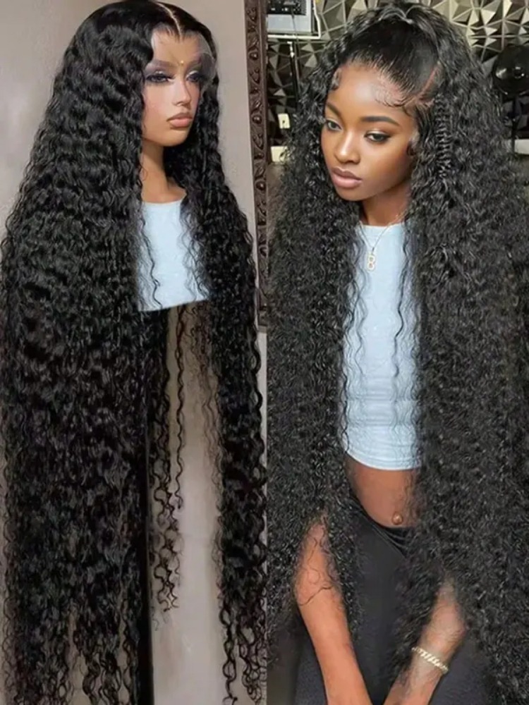AliExpress 40 Inch Deep Wave Lace Front Wig Human Hair 13x4 13x6 250 Density Transparent Water Wave Curly Wig for Women