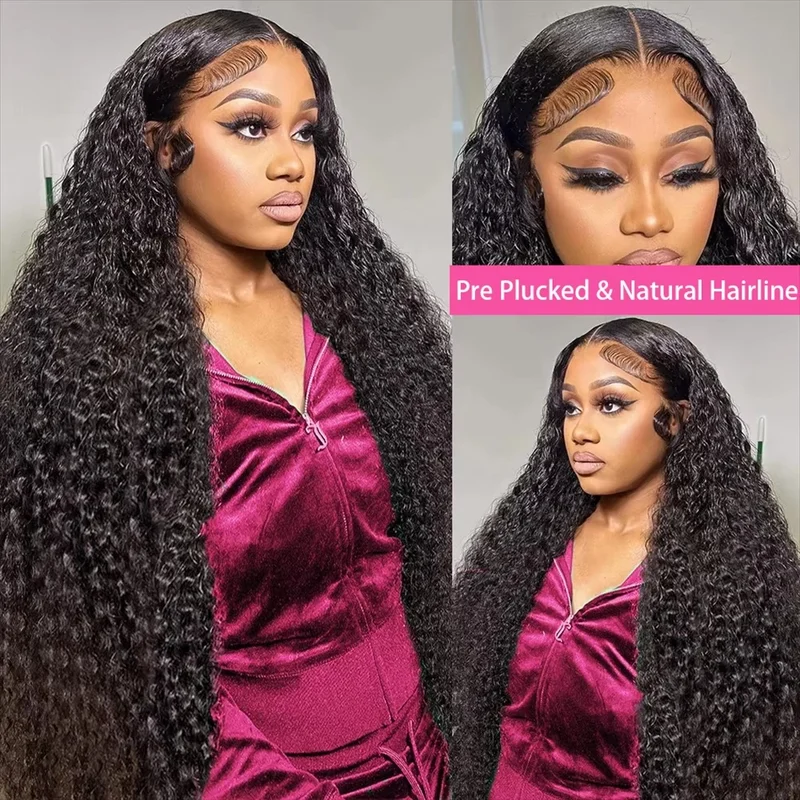 AliExpress 40 Inch Deep Wave Lace Front Wig Human Hair 13x4 13x6 250 Density Transparent Water Wave Curly Wig for Women, view 2