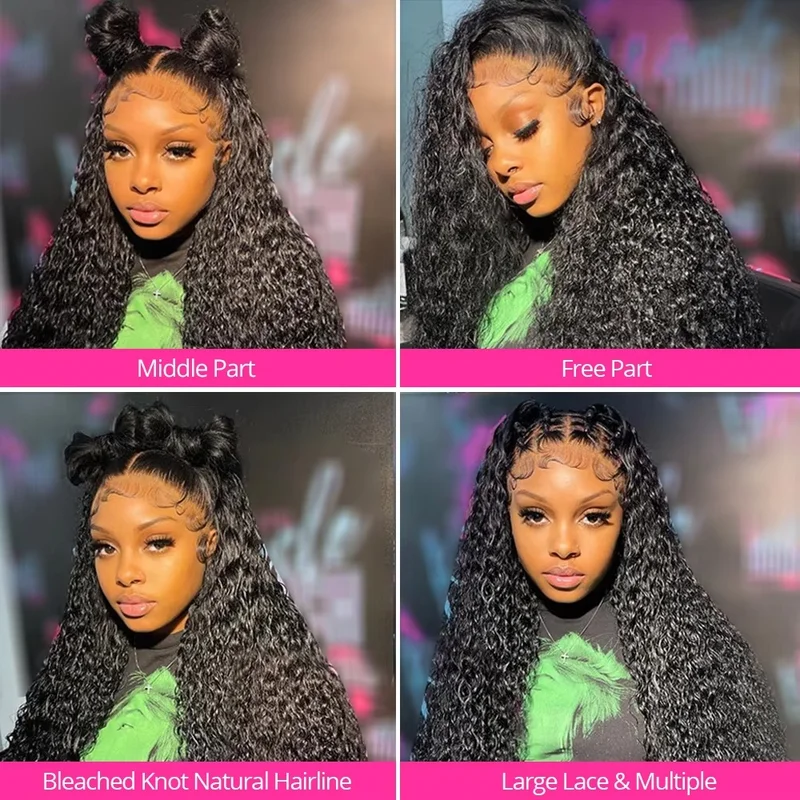 AliExpress 40 Inch Deep Wave Lace Front Wig Human Hair 13x4 13x6 250 Density Transparent Water Wave Curly Wig for Women, view 6
