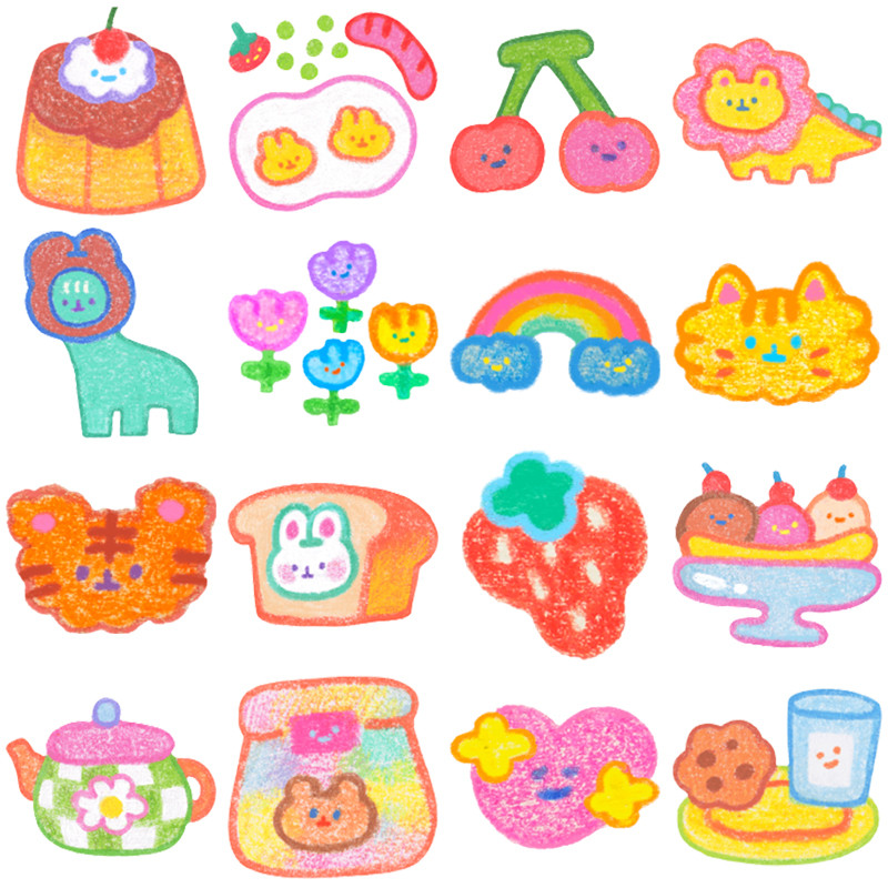 AliExpress 40 Pcs Crayon-Style Sweet Cartoon Stickers - Food & Cute Bunny Decals for Journals & Water Bottle Decor AnimeWorlds Store, view 3