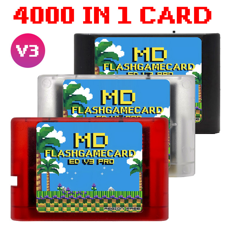 AliExpress 4000 in 1 Mega Genesis MD V3 Pro With 4GB TF Card EDMD Game Card For SEGA Genesis Mega Drive Master System Game Console
