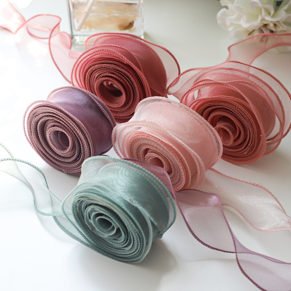 AliExpress 40mm 10 yards Roll of Satin Ribbon Mesh Fabric Flower Bouquet Wrapping Tulle Ribbon Decorating Weddings Lace Organza Ribbon