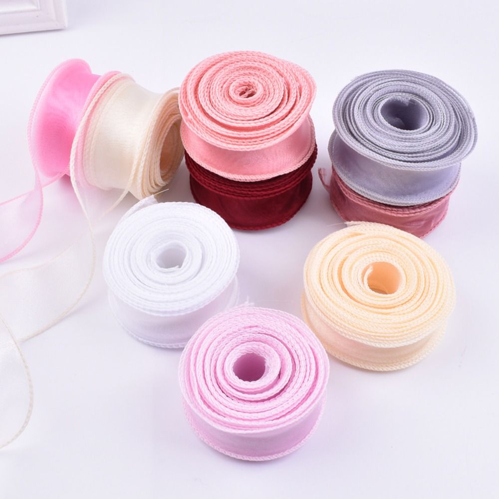 AliExpress 40mm 10 yards Roll of Satin Ribbon Mesh Fabric Flower Bouquet Wrapping Tulle Ribbon Decorating Weddings Lace Organza Ribbon, view 2