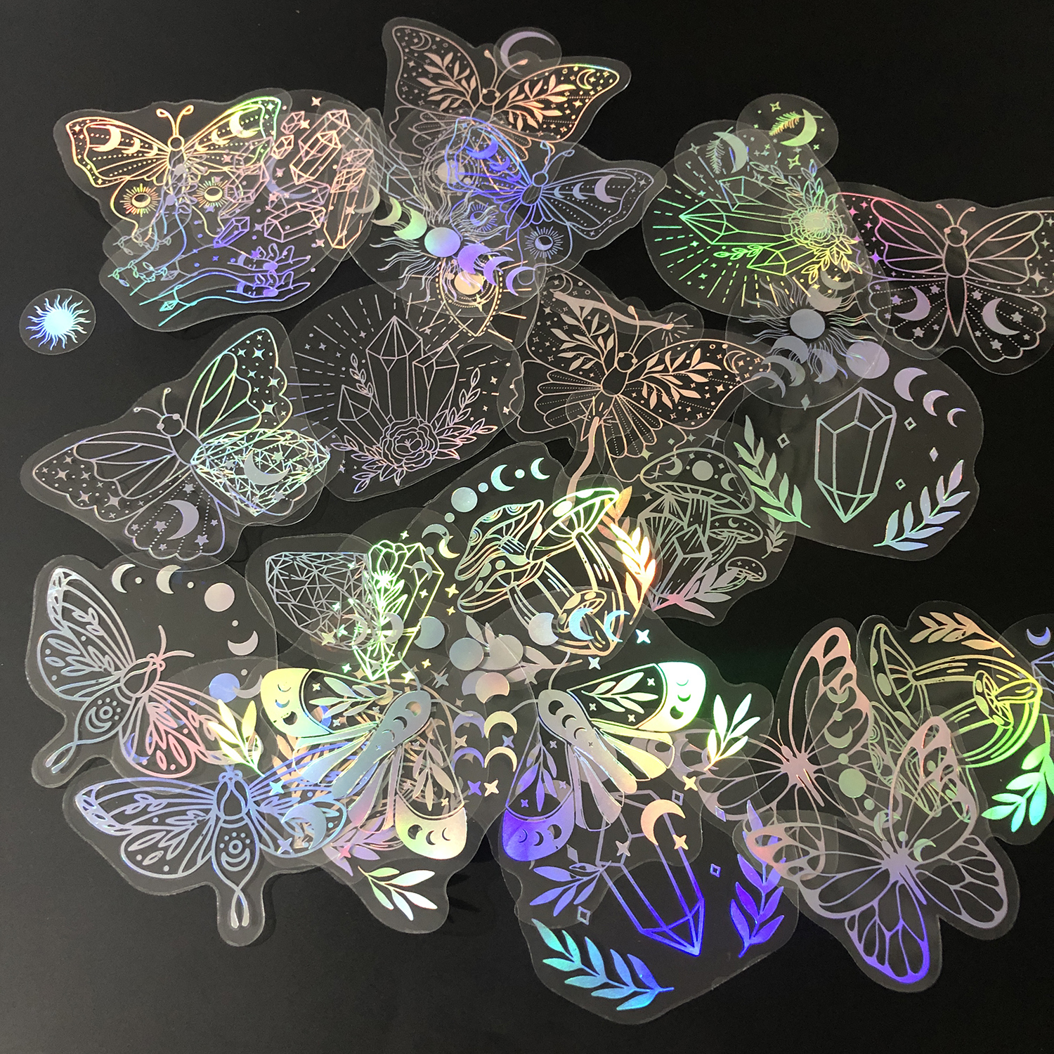 AliExpress 40pcs Holographic Glitter Stickers PET Transparent Shiny Waterproof Decorative Decals For Water Bottles Scrapbooking Laptop