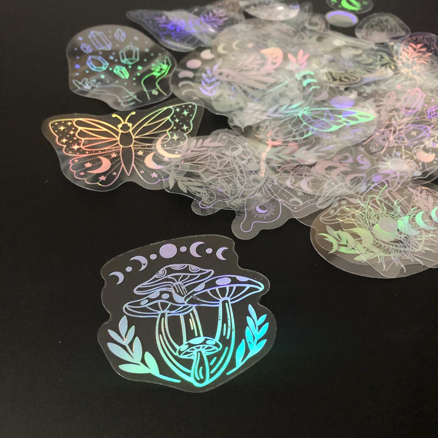 AliExpress 40pcs Holographic Glitter Stickers PET Transparent Shiny Waterproof Decorative Decals For Water Bottles Scrapbooking Laptop, view 4