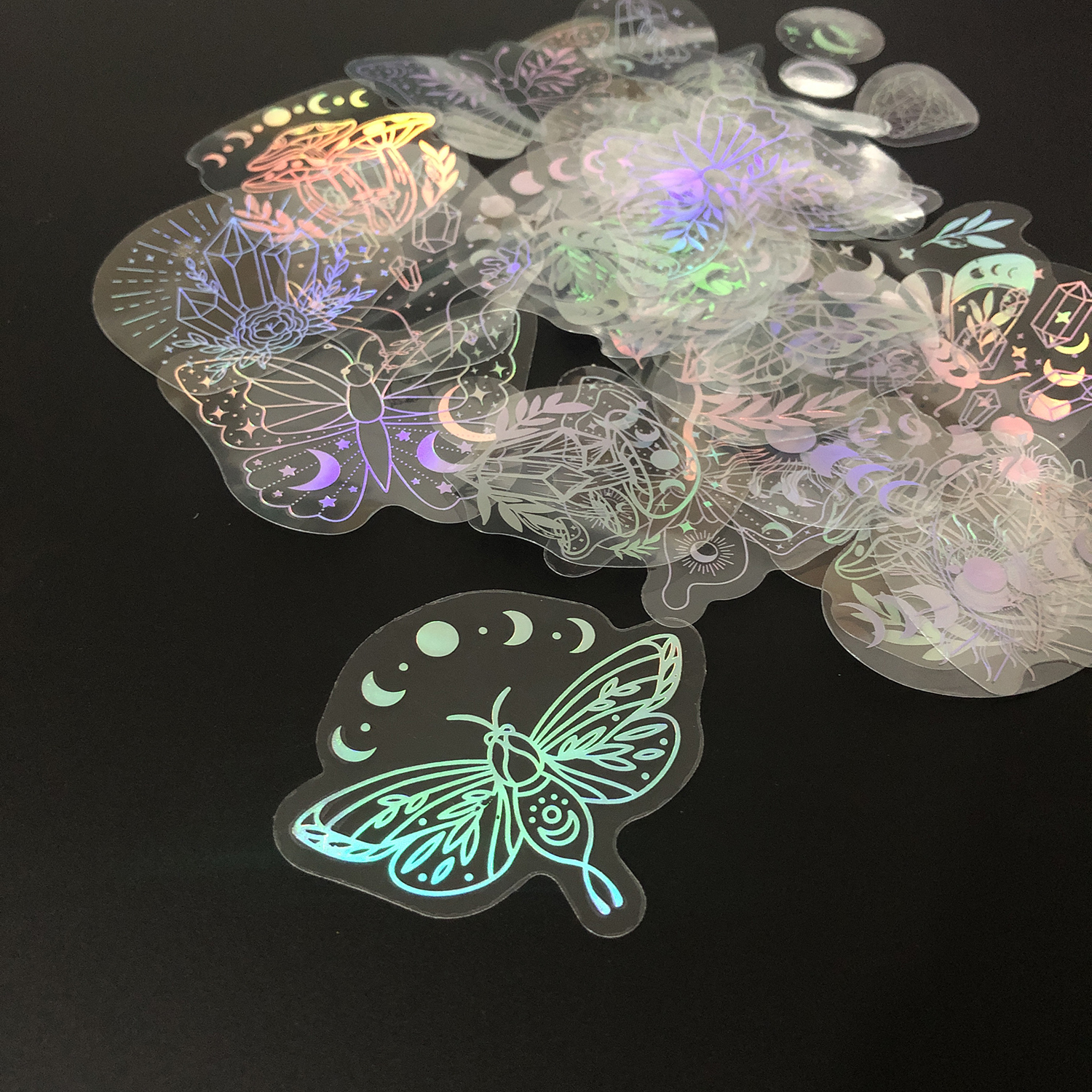 AliExpress 40pcs Holographic Glitter Stickers PET Transparent Shiny Waterproof Decorative Decals For Water Bottles Scrapbooking Laptop, view 5