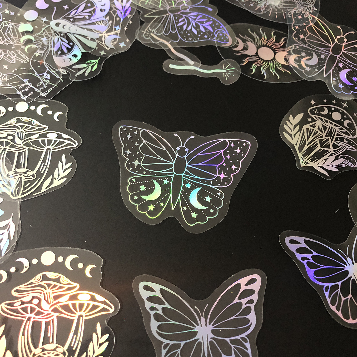 AliExpress 40pcs Holographic Glitter Stickers PET Transparent Shiny Waterproof Decorative Decals For Water Bottles Scrapbooking Laptop, view 6
