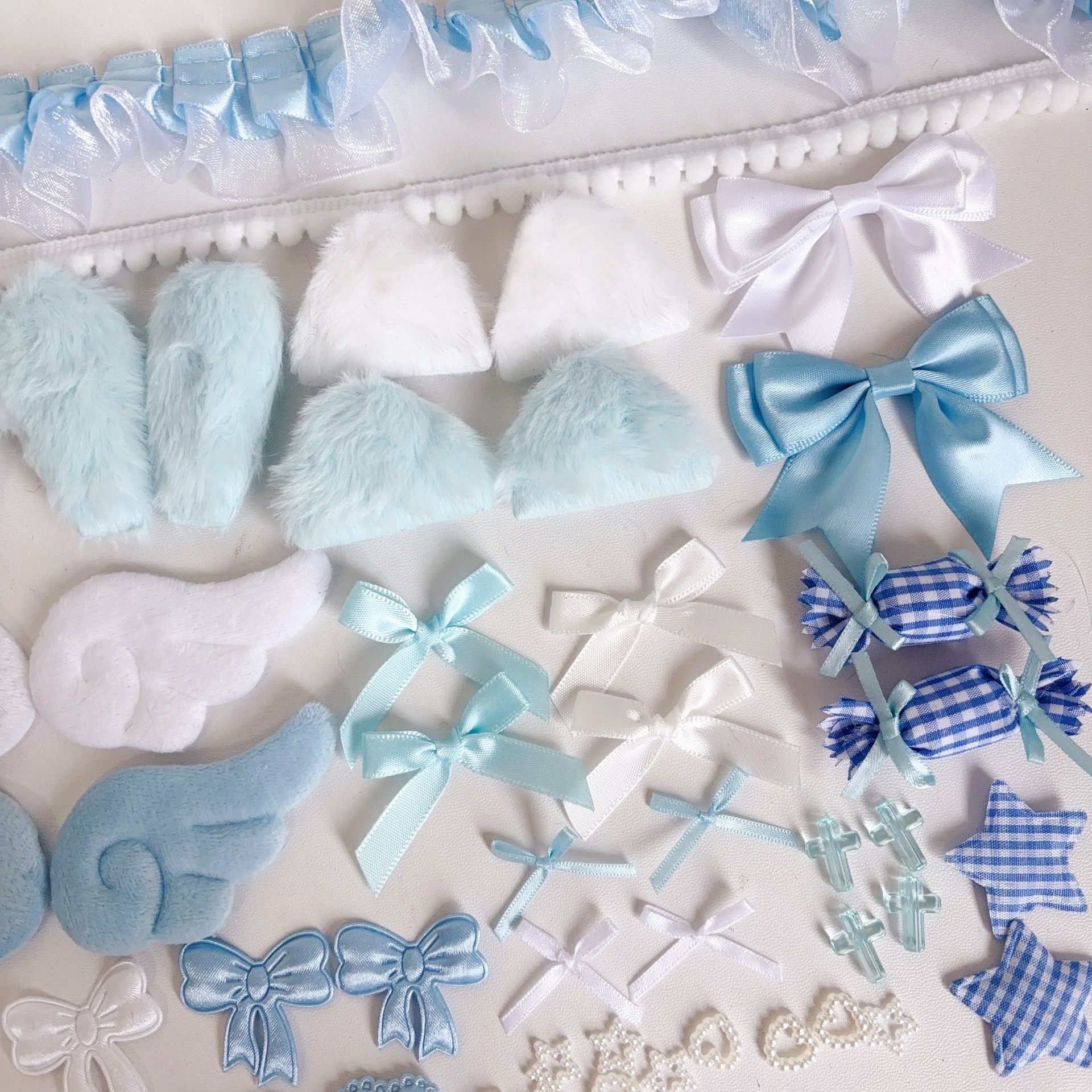 AliExpress 40Pcs Lace Handmade Craft Material Kit Plush Bunny Ears Angel Wings Heart Star Shaped Ornaments DIY Clothing Garment Decoration, view 5