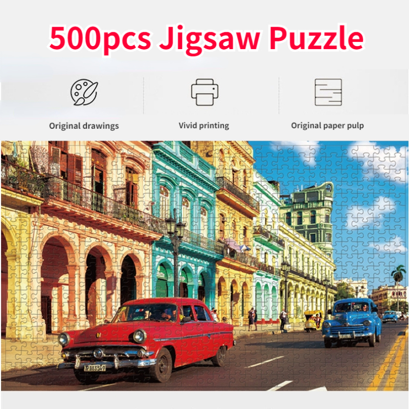 AliExpress 46*28cm Jigsaw Puzzles 500 Pieces Paper Picture Landscape Oil Painting Art Puzzles Decompression Toys for Adults Family Games, view 2