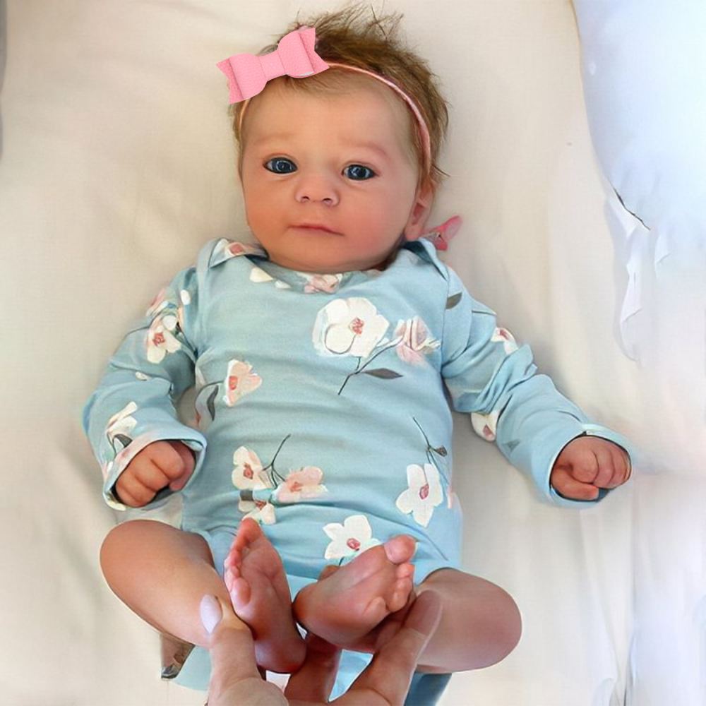 AliExpress 46CM Finished Reborn Baby Doll Felicia Newborn Open Blue Eyes Doll Soft Hand-Rooted Hair 3D Skin Tone Visible Veins Gift Toy, view 3