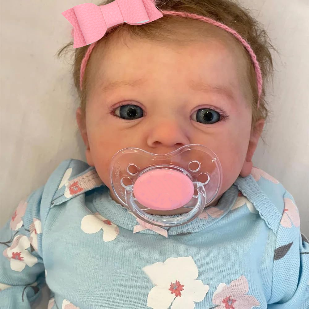 AliExpress 46CM Finished Reborn Baby Doll Felicia Newborn Open Blue Eyes Doll Soft Hand-Rooted Hair 3D Skin Tone Visible Veins Gift Toy, view 4